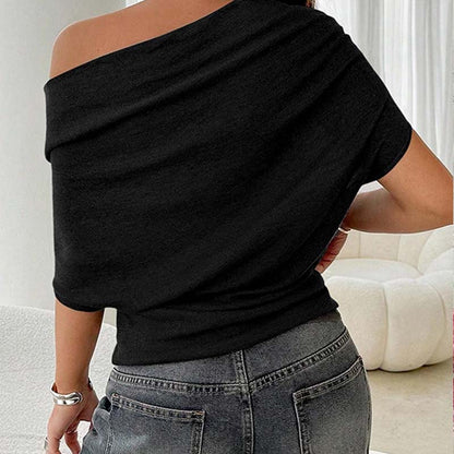 🔥 Heißer Sale: 50 % Rabatt!! 🔥 Asymmetrisches Off-Shoulder-Oberteil mit Fledermausärmeln für Damen