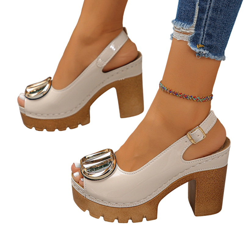 👡 50% RABATT! ✨ Elegante Peep-Toe-Sandalen mit Schnallenabsatz – Stilvoll, Bequem &amp; Perfekt Für Jeden Anlass 🌸