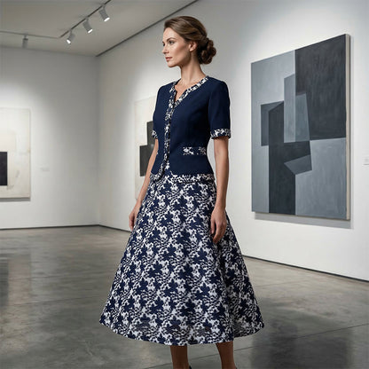 Elegant Floral Print A-Line Dress