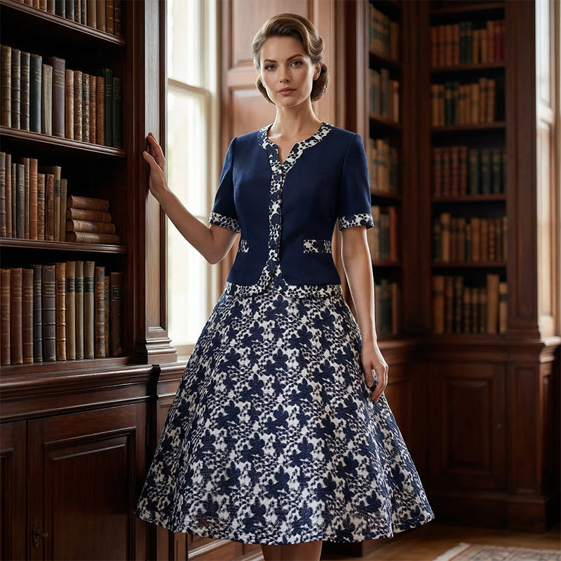 Elegant Floral Print A-Line Dress