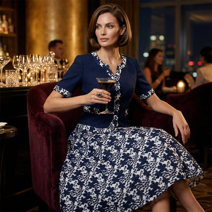 Elegant Floral Print A-Line Dress