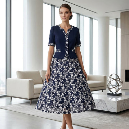 Elegant Floral Print A-Line Dress