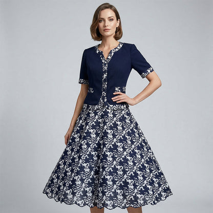 Elegant Floral Print A-Line Dress