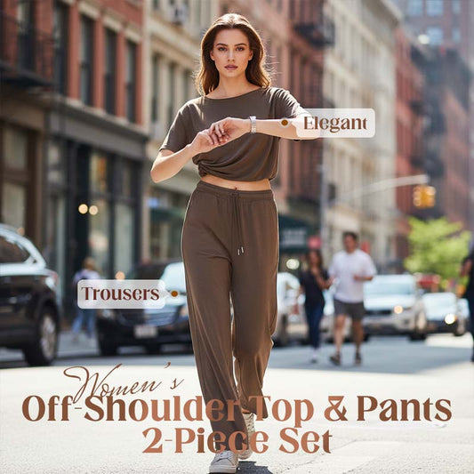 💃 2-teiliges Set – Schulterfreies Oberteil und Hose für Damen 🌟