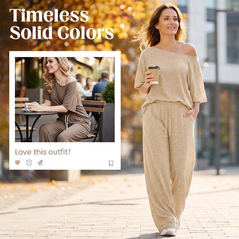 💃 2-teiliges Set – Schulterfreies Oberteil und Hose für Damen 🌟