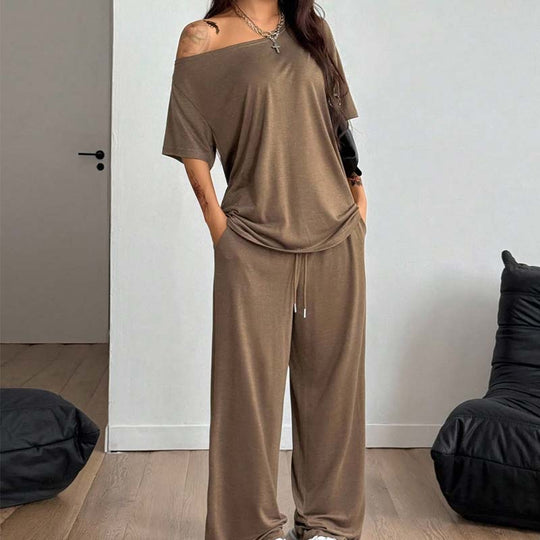 💃 2-teiliges Set – Schulterfreies Oberteil und Hose für Damen 🌟
