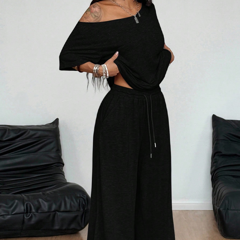 💃 2-teiliges Set – Schulterfreies Oberteil und Hose für Damen 🌟