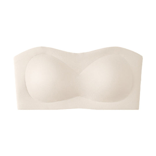 ⛱️💞Womens Strapless Bras Push Up Bandeau Bra Non Slip Wireless Supportive Padded Bras Seamless Comfortable Tube Jelly Bra