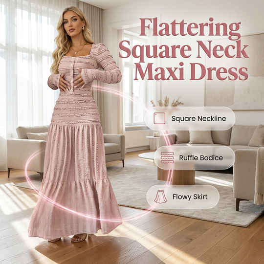 🌸 Maxikleid mit quadratischem Ausschnitt – Vintage-Charme trifft moderne Eleganz. Zeitlos &amp; zauberhaft. ✨