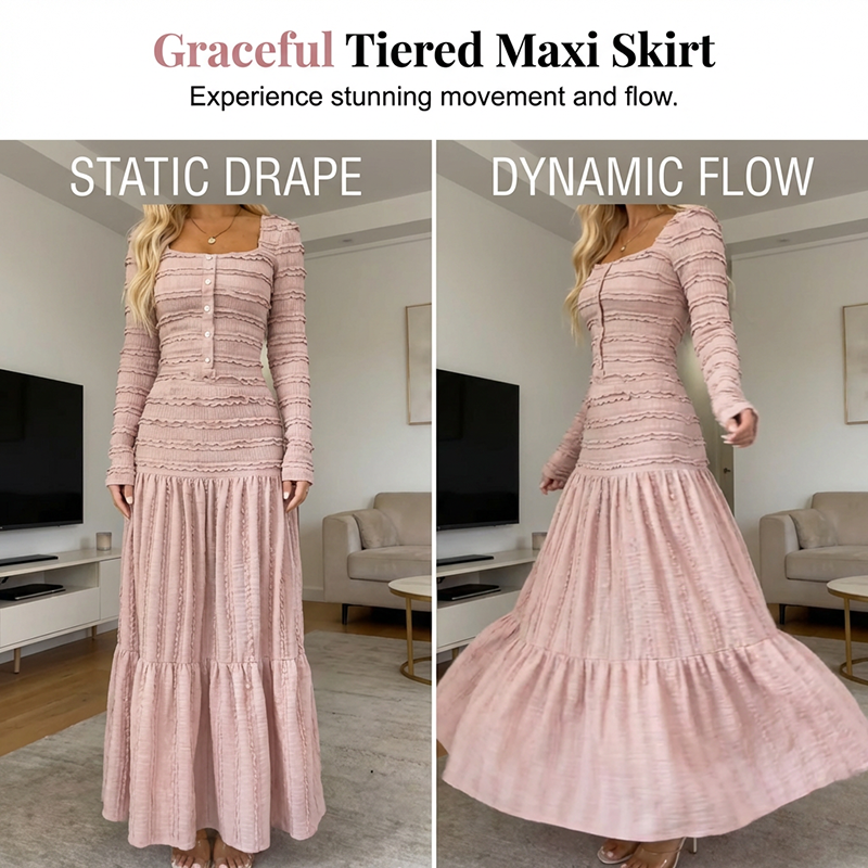 🌸 Maxikleid mit quadratischem Ausschnitt – Vintage-Charme trifft moderne Eleganz. Zeitlos &amp; zauberhaft. ✨