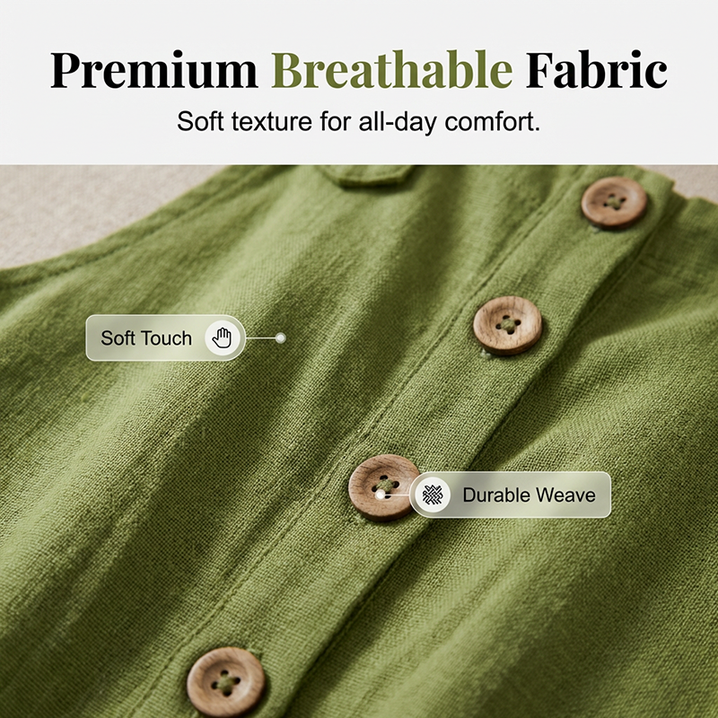 👖JETZT 50 % RABATT! 🌿 Lässige Damen-Latzhose mit Knopfleiste – Verstellbare Träger, atmungsaktives Material & bequeme Passform ✨