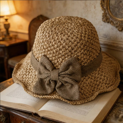 🧢 50% OFF NOW! 🌞 Elegant Woven Straw Sun Hat with Bow – Breathable, Foldable & Perfect for Beach & Travel 👒
