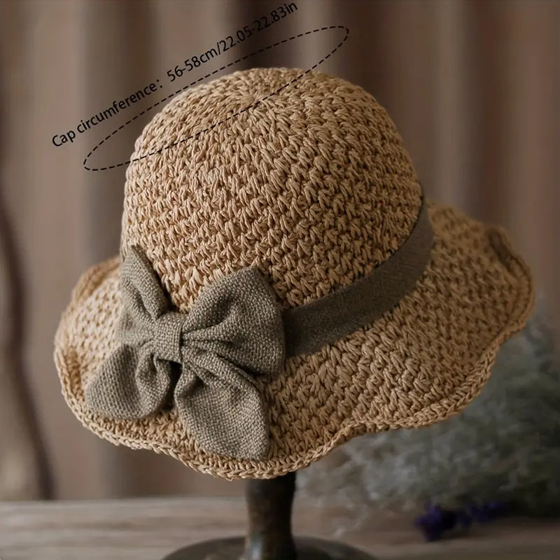 🧢 50% OFF NOW! 🌞 Elegant Woven Straw Sun Hat with Bow – Breathable, Foldable & Perfect for Beach & Travel 👒