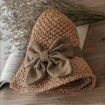 🧢 50% OFF NOW! 🌞 Elegant Woven Straw Sun Hat with Bow – Breathable, Foldable & Perfect for Beach & Travel 👒