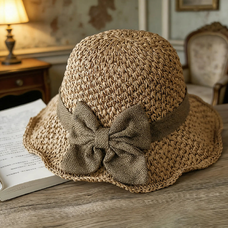 🧢 50% OFF NOW! 🌞 Elegant Woven Straw Sun Hat with Bow – Breathable, Foldable &amp; Perfect for Beach &amp; Travel 👒