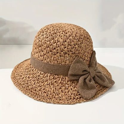 🧢 50% OFF NOW! 🌞 Elegant Woven Straw Sun Hat with Bow – Breathable, Foldable & Perfect for Beach & Travel 👒