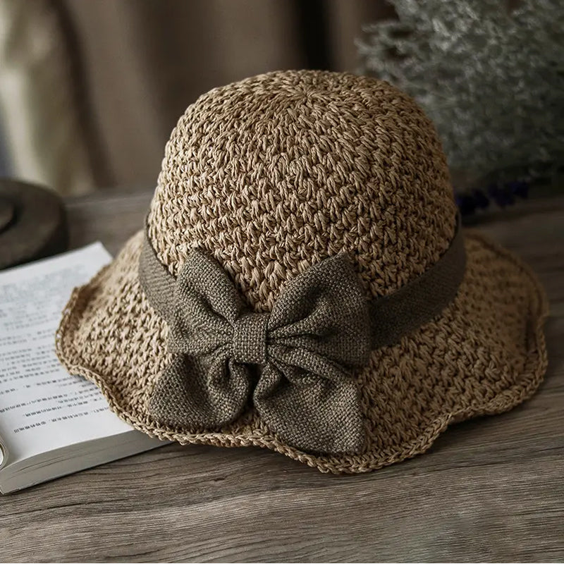🧢 50% OFF NOW! 🌞 Elegant Woven Straw Sun Hat with Bow – Breathable, Foldable &amp; Perfect for Beach &amp; Travel 👒