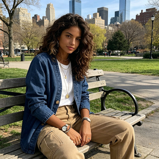 🌸⏳ 3 TAGE: 50% RABATT! Klassische Damen-Jeansjacke – V-Ausschnitt, Knopfleiste &amp; Lockerer Casual-Schnitt ✨🧥