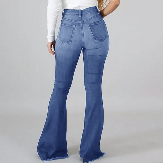 ✨2026 – Neue Mode: Damen-Hose mit hohem Bund, Löchern und ausgestelltem Bein