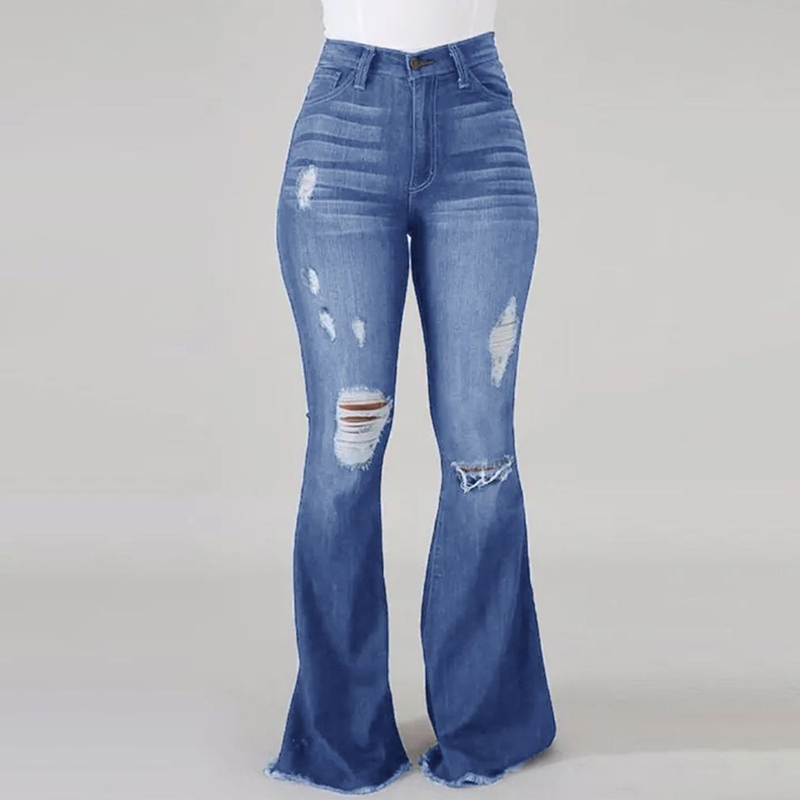 ✨2026 – Neue Mode: Damen-Hose mit hohem Bund, Löchern und ausgestelltem Bein