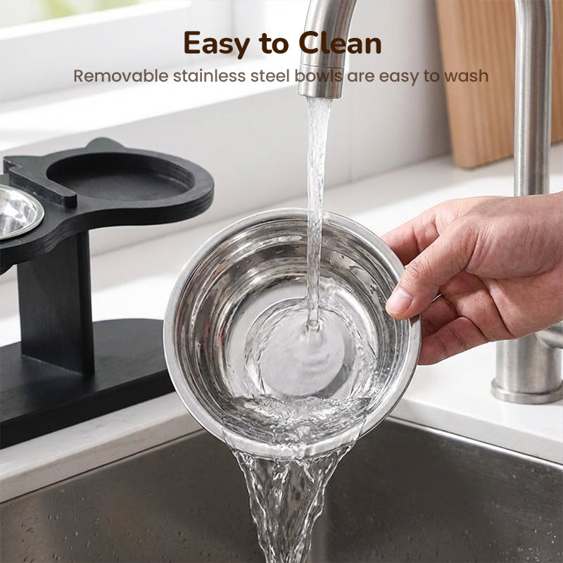 Rutschfester, erhöhter Futtertrog mit 3 Schalen für Haustiere🐾