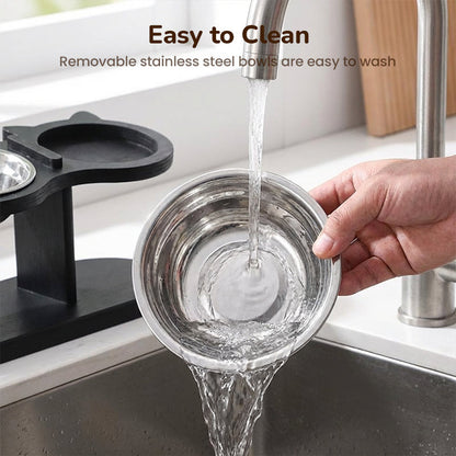 Rutschfester, erhöhter Futtertrog mit 3 Schalen für Haustiere🐾