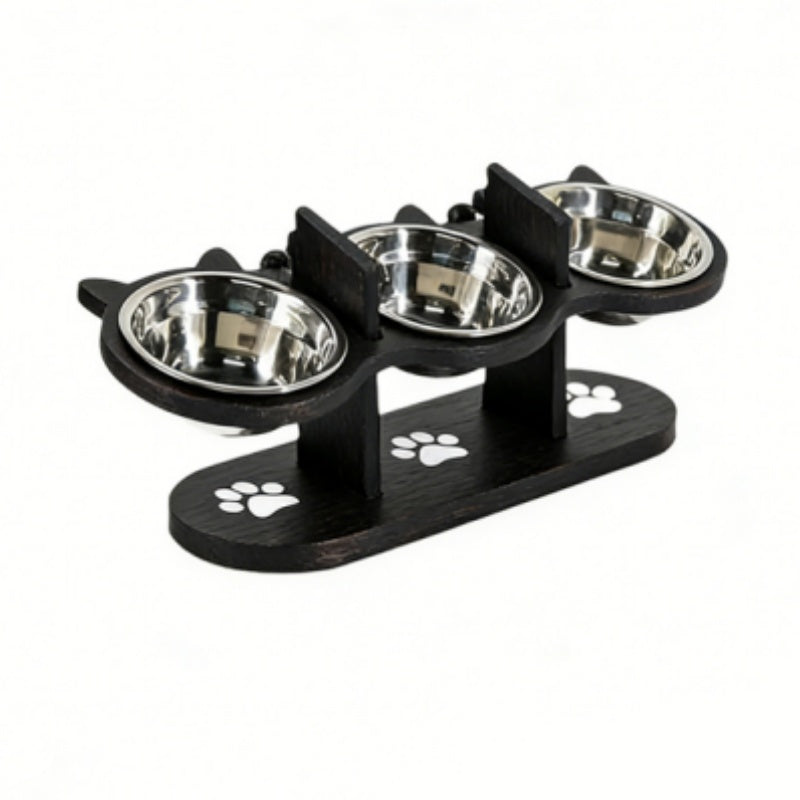 Rutschfester, erhöhter Futtertrog mit 3 Schalen für Haustiere🐾