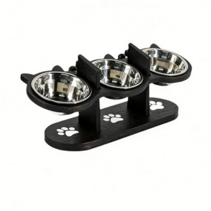 Rutschfester, erhöhter Futtertrog mit 3 Schalen für Haustiere🐾