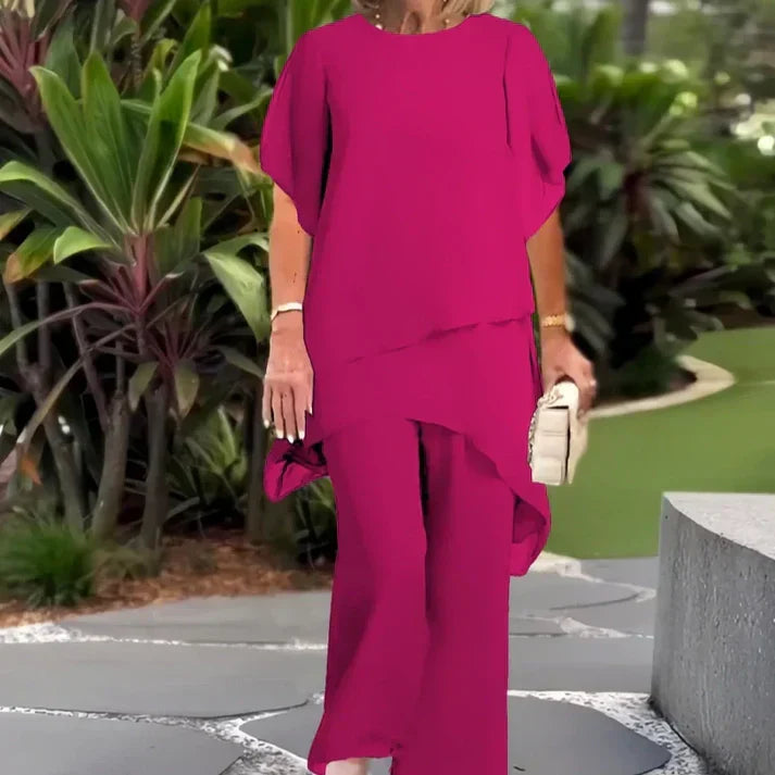 📢2026 Hot Sale 50% OFF💞Charming Irregular Top &amp; Wide Leg Pants Set✨Comfortable, elegant &amp; perfect for spring 🌸