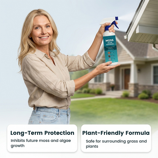 🌧️ Moos- und Algenreiniger-Spray für verschiedene Dachflächen – Aufsprühen, abspülen und strahlend sauber! 🏠✨ Wirksam gegen Moos, schonend zu Pflanzen – für ein sauberes Dach in wenigen Minuten. 🌿💧