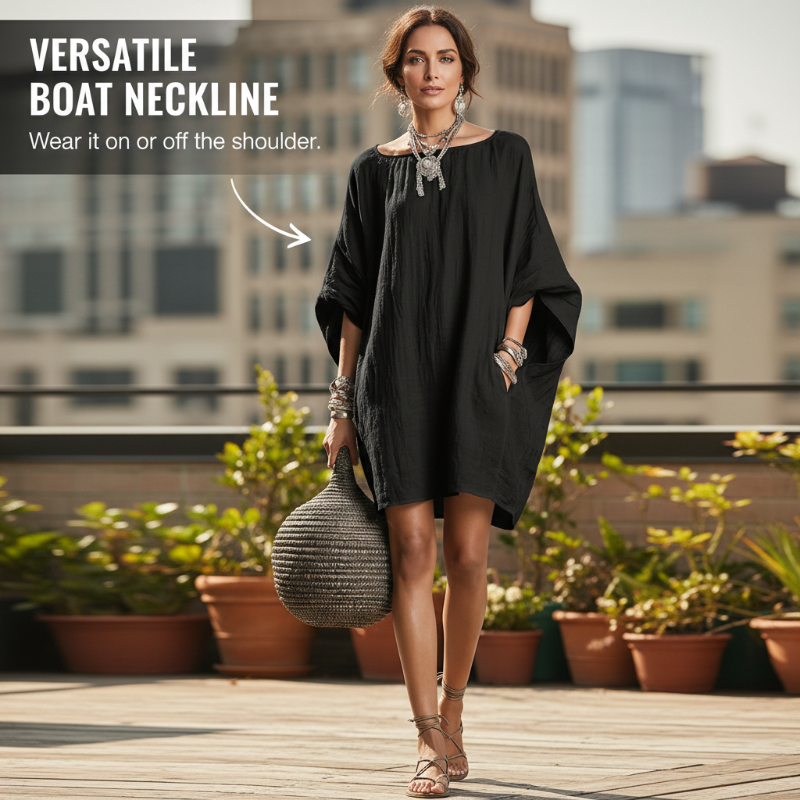 🔥Women's Oversized Batwing Sleeve Dress