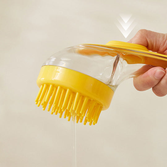 🛁🐾 Pet Bath Brush with Soap Dispenser – Long Handle, No Bending, Soft &amp; Efficient, Easy Bath at Home 🧼✨