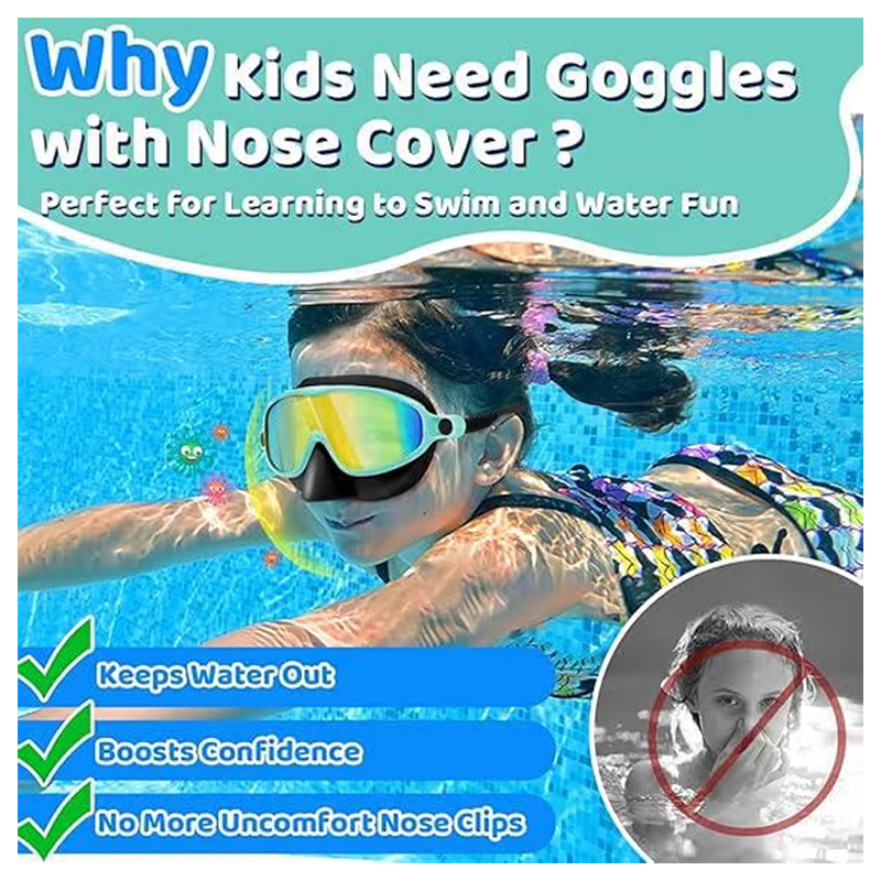 🏊 SUMMER SALE! 🌊 Kids Anti-Choke Swim Goggles with Nose Cover 🐬 Anti-Fog, Leak-Proof &amp; Comfortable Fit