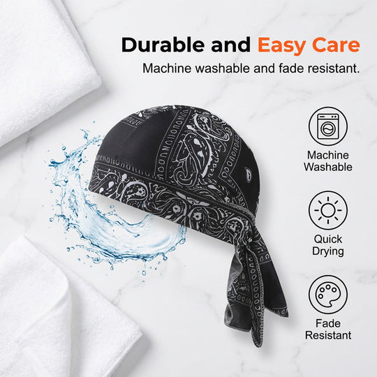 Paisley Cooling Headscarf Cap Set, Motorcycle Pirate Head Wrap Safety Helmet Liner, Elastic Fit Hand Washable Multifunctional Outdoor Headwear for Athletes &amp; Outdoor Enthusiasts