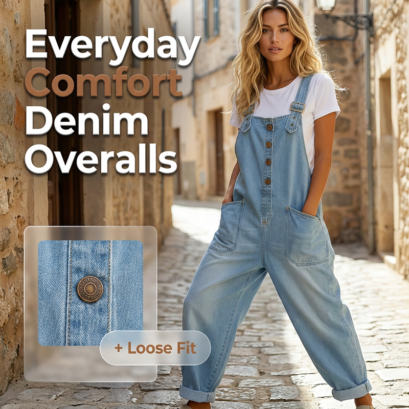 Trending Now👖 Baggy Denim Overalls with Adjustable Straps – Relaxed Fit &amp; Deep Pockets for Everyday Comfort