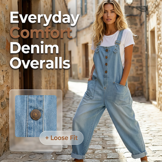 Trending Now👖 Baggy Denim Overalls with Adjustable Straps – Relaxed Fit &amp; Deep Pockets for Everyday Comfort