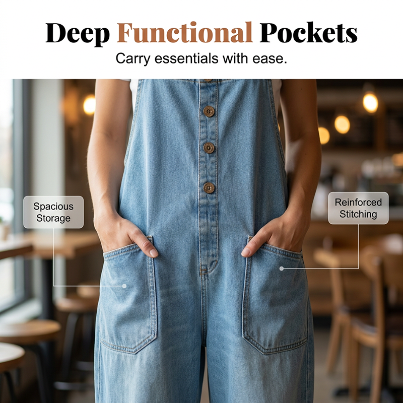 Trending Now👖 Baggy Denim Overalls with Adjustable Straps – Relaxed Fit &amp; Deep Pockets for Everyday Comfort