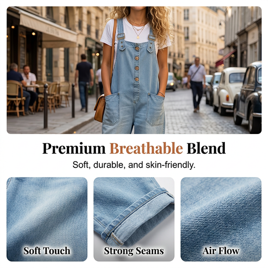 Trending Now👖 Baggy Denim Overalls with Adjustable Straps – Relaxed Fit &amp; Deep Pockets for Everyday Comfort
