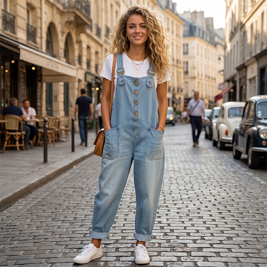 Trending Now👖 Baggy Denim Overalls with Adjustable Straps – Relaxed Fit &amp; Deep Pockets for Everyday Comfort