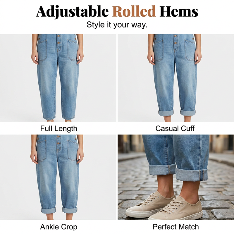 Trending Now👖 Baggy Denim Overalls with Adjustable Straps – Relaxed Fit &amp; Deep Pockets for Everyday Comfort