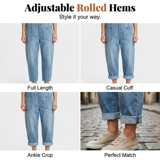 Trending Now👖 Baggy Denim Overalls with Adjustable Straps – Relaxed Fit &amp; Deep Pockets for Everyday Comfort