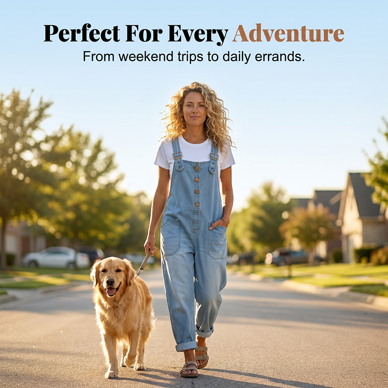 Trending Now👖 Baggy Denim Overalls with Adjustable Straps – Relaxed Fit &amp; Deep Pockets for Everyday Comfort