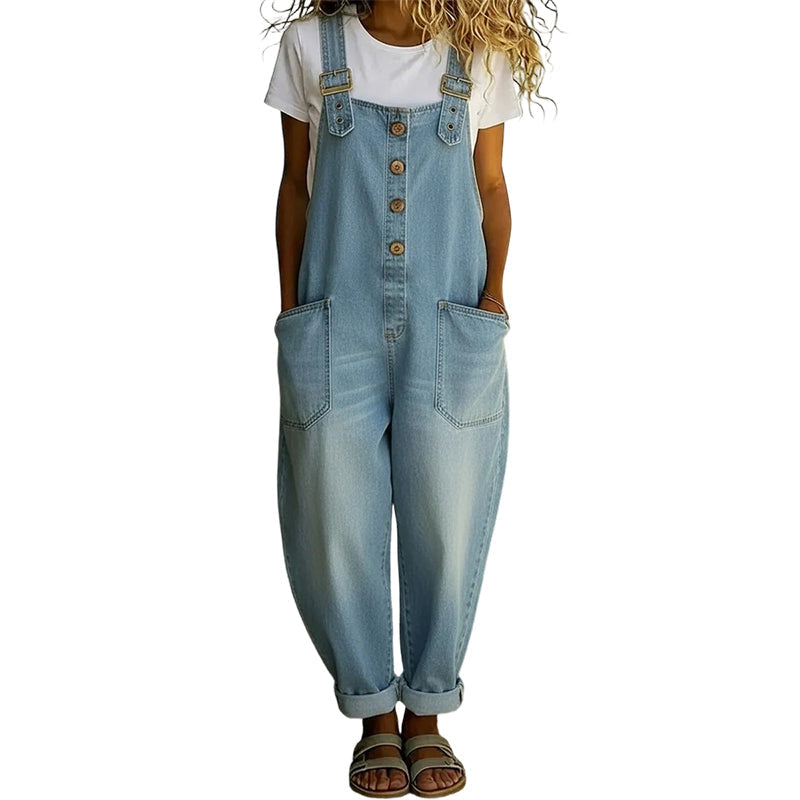 Trending Now👖 Baggy Denim Overalls with Adjustable Straps – Relaxed Fit &amp; Deep Pockets for Everyday Comfort
