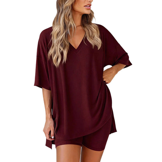 📢HOT SALE 50% OFF !! ⏰Women’s Summer Loungewear Set – Oversized V-Neck Top &amp; Shorts 🌿☕