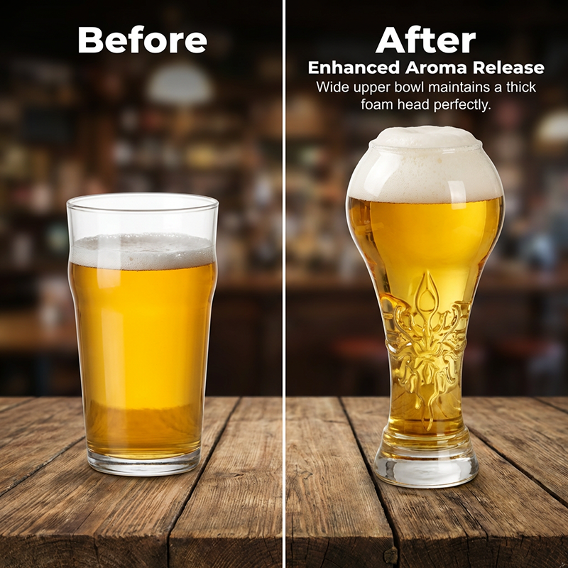 Large Capacity Ornate Embossed Beer Glass