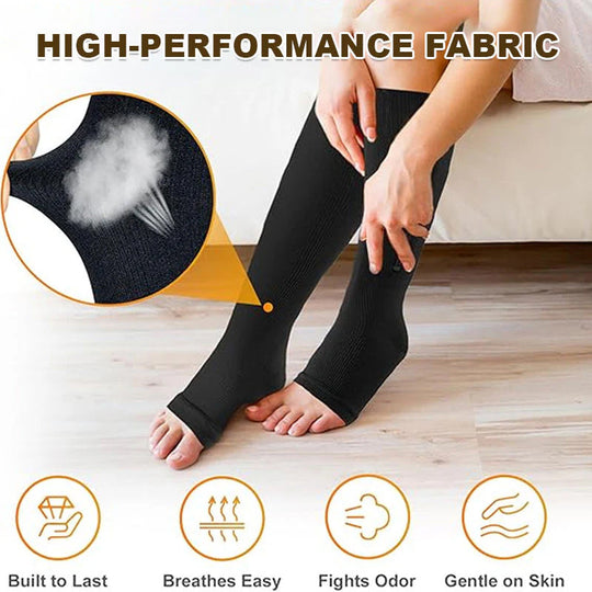 ❄️Summer Sale: 50% Off!🔥Knee-High Compression Socks with Zipper – Breathable Sports Support Socks for Running, Travel, Work, and Standing for Long Periods