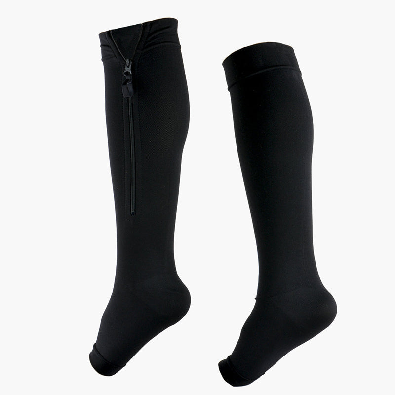 ❄️Summer Sale: 50% Off!🔥Knee-High Compression Socks with Zipper – Breathable Sports Support Socks for Running, Travel, Work, and Standing for Long Periods
