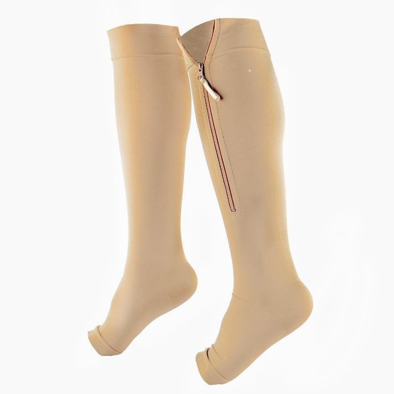 ❄️Summer Sale: 50% Off!🔥Knee-High Compression Socks with Zipper – Breathable Sports Support Socks for Running, Travel, Work, and Standing for Long Periods