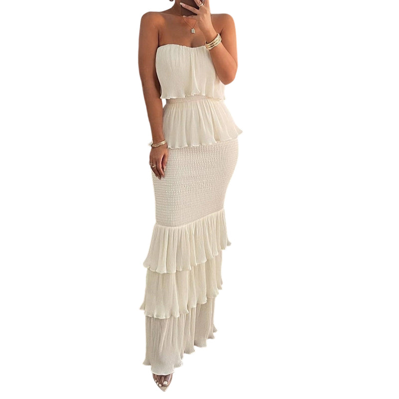 ⏳Time-Limited Special⏰Women’s Strapless Tiered Ruffle Smocked Dress