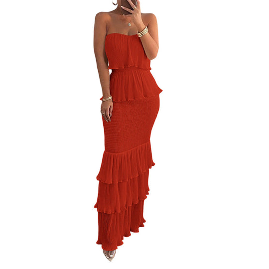 ⏳Time-Limited Special⏰Women’s Strapless Tiered Ruffle Smocked Dress